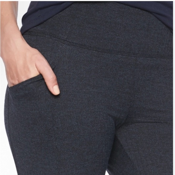 Athleta Black Blue Herringbone Mercer Tights Leggings Tights Pants Size M - Picture 6 of 16